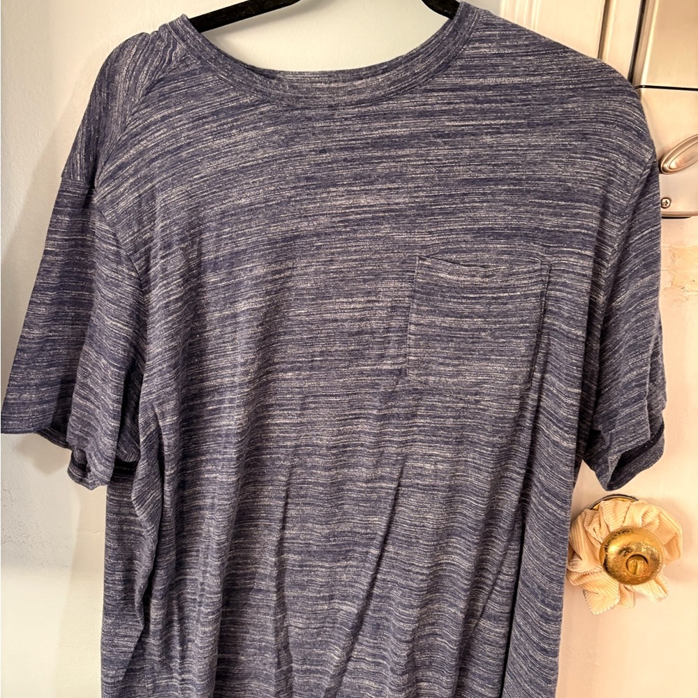 Blue Short Sleeve Tee with Heathered Texture